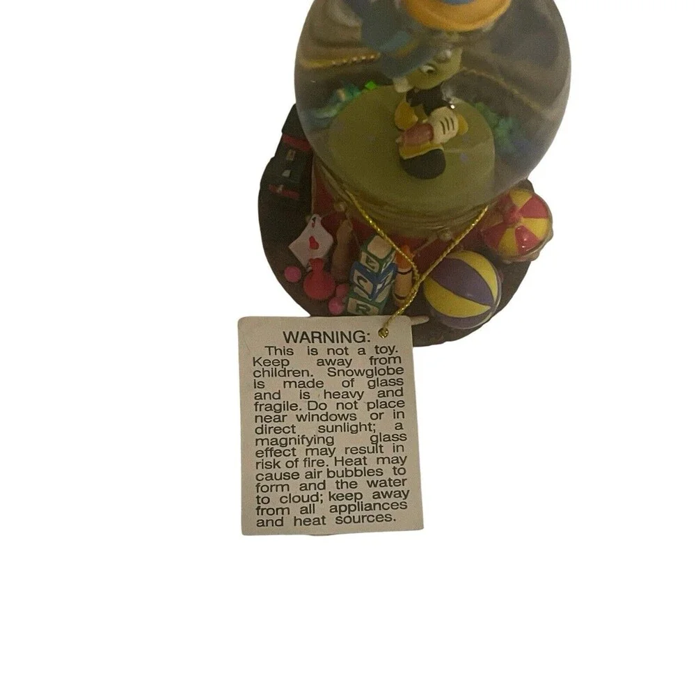 Vintage Disney Jiminy Cricket Collectible Mini Snow Globe Christmas Ornament Tag